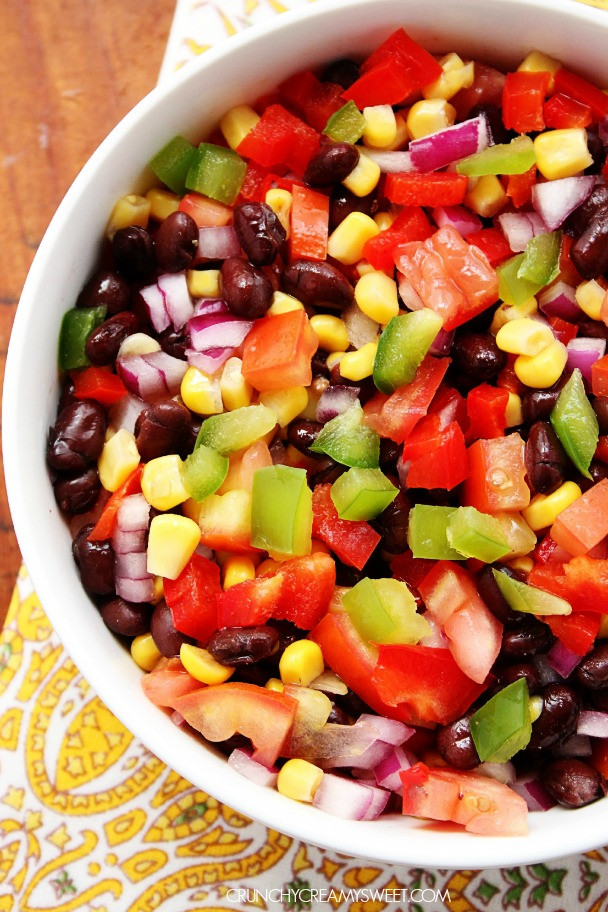 Bean Corn Salad
 Black Bean and Corn Salad Crunchy Creamy Sweet