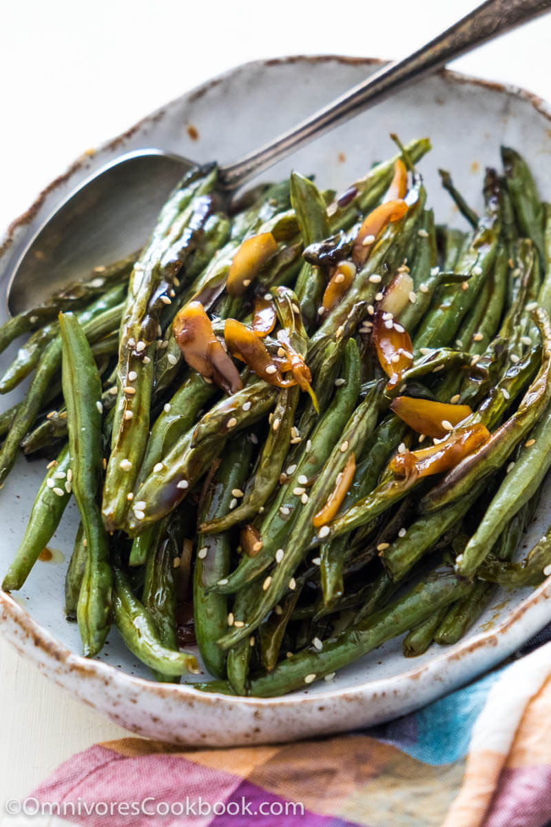 Bean Side Dishes
 Oven Roasted Green Beans with Garlic Soy Glaze