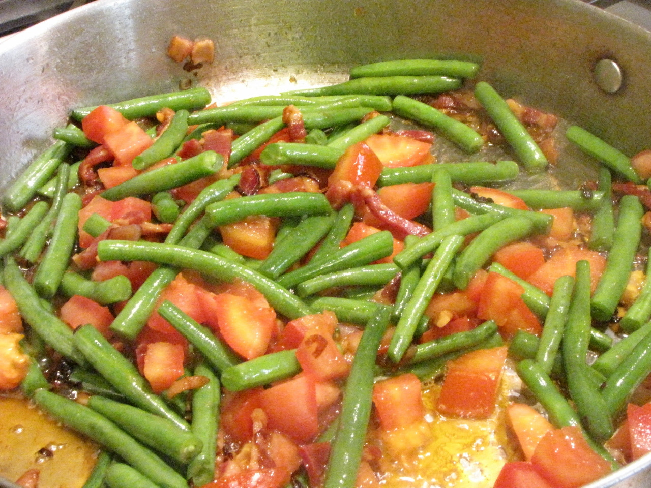 Beans Greens Tomatoes
 Green Beans with Tomatoes and Pancetta Kimversations