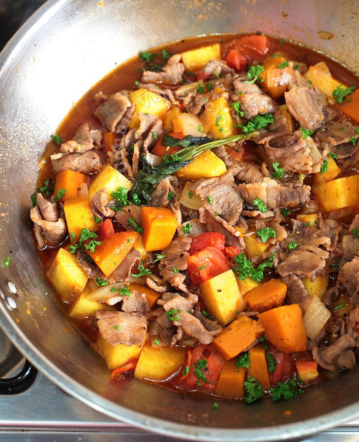 Beef And Potato Stew
 Quick and Easy Beef Sweet Potato and Squash Stew