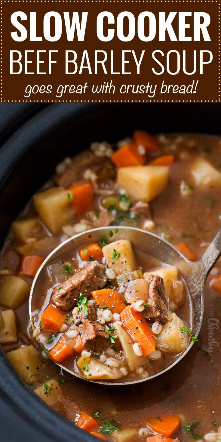 Beef Barley Soup Slow Cooker
 Slow Cooker Beef Barley Soup Recipe The Chunky Chef