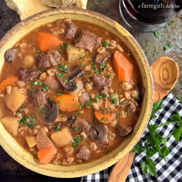 Beef Barley Stew
 Slow Cooker Beef and Barley Stew • a farmgirl s dabbles