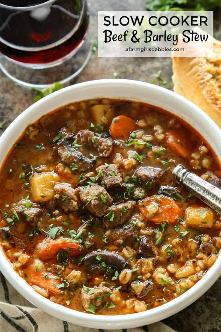 Beef Barley Stew
 Slow Cooker Beef and Barley Stew • a farmgirl s dabbles