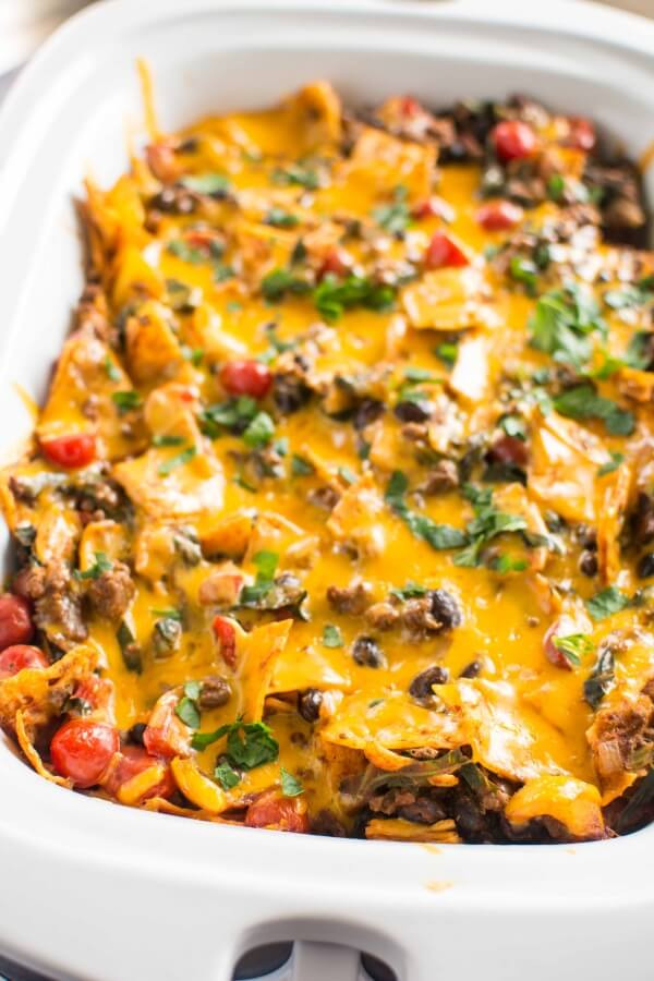 Beef Taco Casserole
 Slow Cooker Healthy Taco Casserole