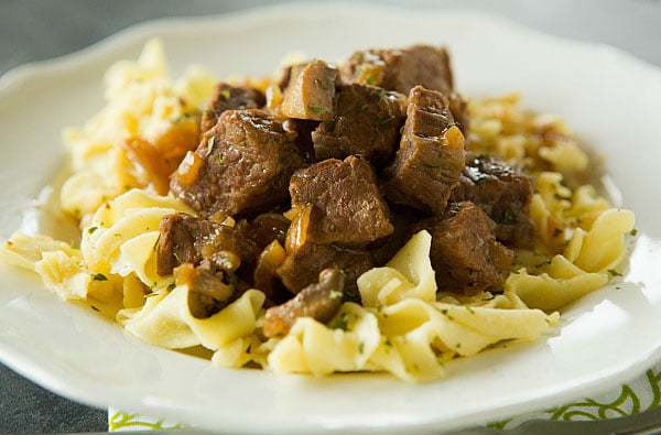 Beef Tips Over Noodles
 Crock Pot Beef Tips with Egg Noodles