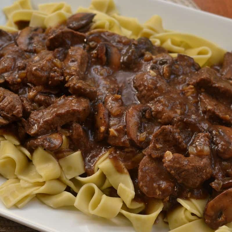 Beef Tips Over Noodles
 e Skillet Savory Beef Tips and Gravy