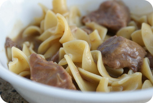 Beef Tips Over Noodles
 Alamosa Quilter Homerun Meal