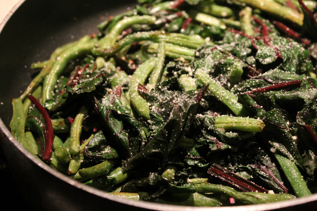 Beet Greens Salad
 Sauteed Beet Green & Green Bean Salad