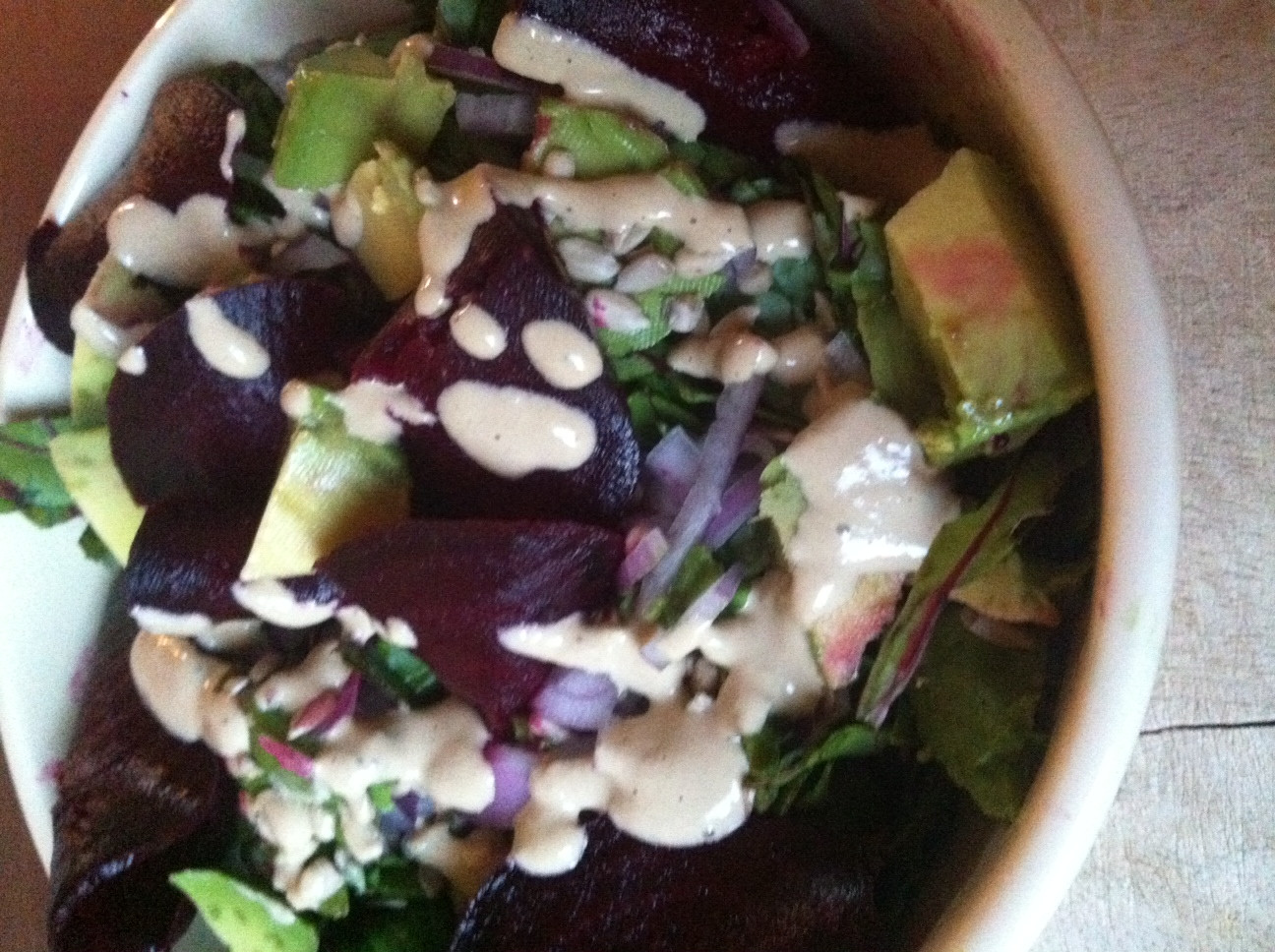 Beet Greens Salad
 Beet Greens Salad with Garlicky Tahini Dressing