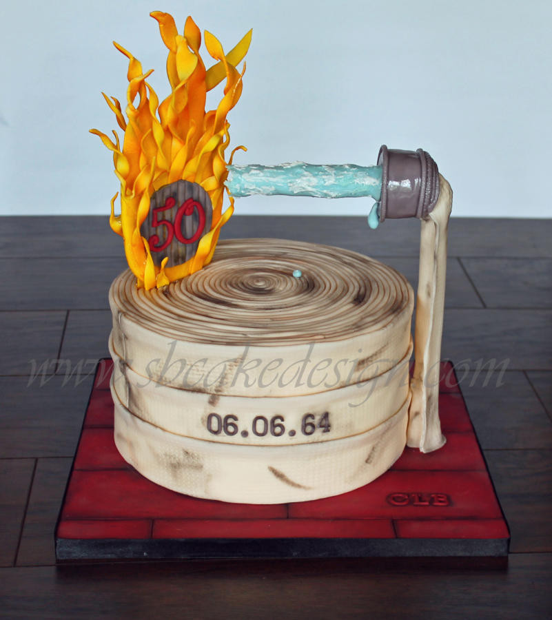 Birthday Cake Fire
 Firefighter 50th Birthday Cake Cake by Shannon Bond Cake