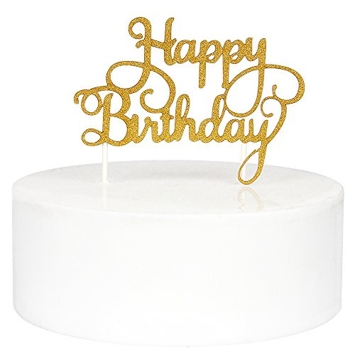 Birthday Cake Toppers
 INNORU Happy Birthday Cake Toppers Single Sided Gold