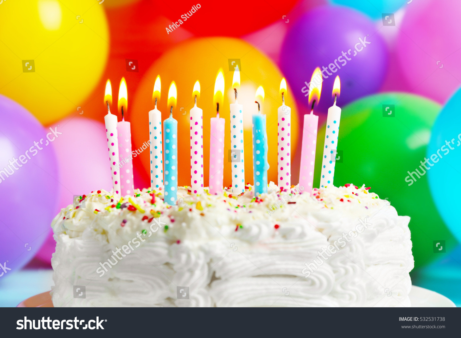 Birthday Cake With Candles And Balloons
 Birthday Cake Candles Balloons Background Stock