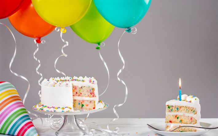 Birthday Cake With Candles And Balloons
 Download wallpapers Happy birthday cake candles