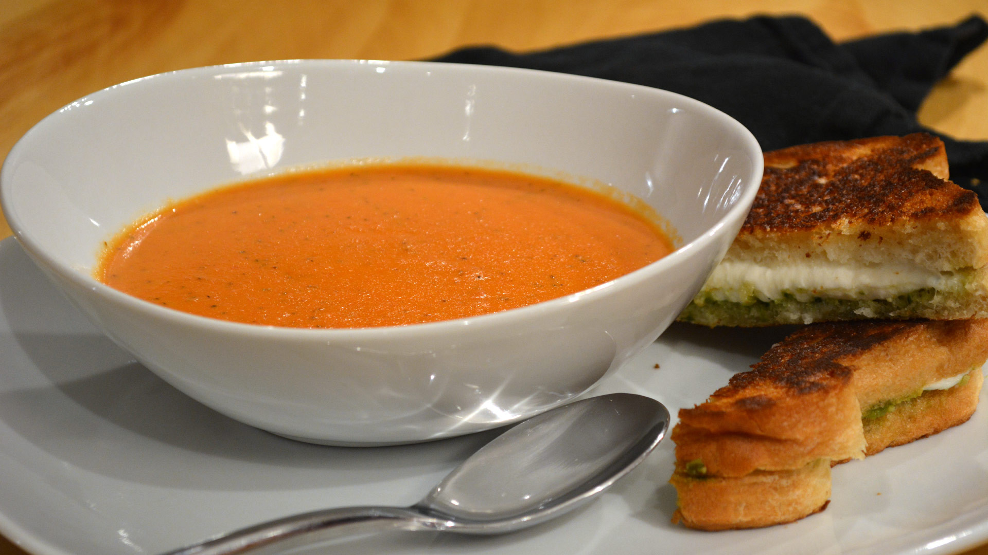 Bisque Vs Soup
 Tomato Bisque and Pesto Dippers