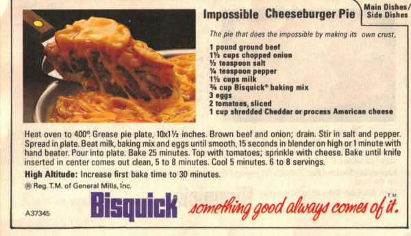 Bisquick Impossible Pie Recipes
 bisquick impossible cheeseburger pie