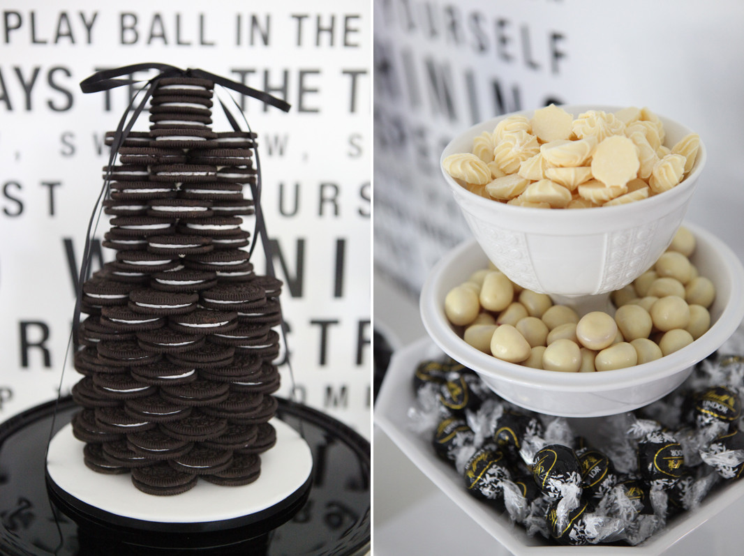 Black And White Desserts
 A Black and White 40th Birthday Dessert Table