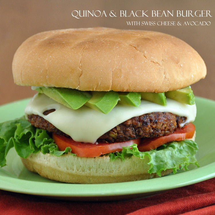 Black Bean And Quinoa Burger
 Quinoa and Black Bean Burger and a “Grain Mains” Book