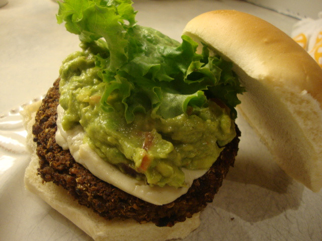 Black Bean And Quinoa Burger
 Quinoa and Black Bean Burgers with Guacamole