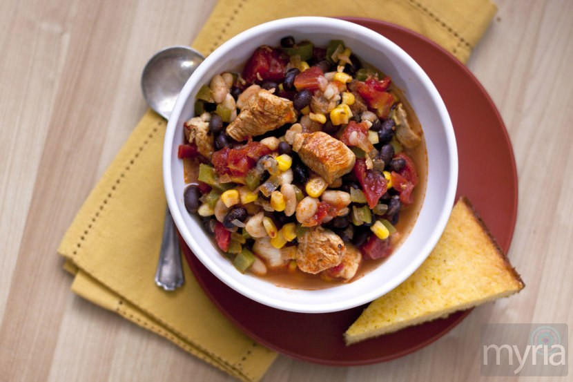 Black Bean Chicken Chili
 Chicken chili with black beans and corn Myria