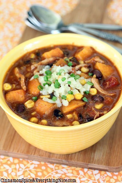 Black Bean Chicken Chili
 Black Bean Sweet Potato and Chicken Chili