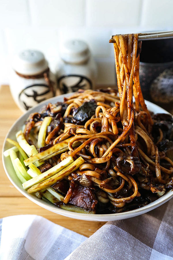 Black Bean Noodles
 Vegan Jajangmyeon Korean noodles with black bean sauce
