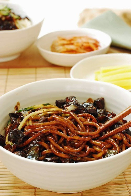 Black Bean Noodles
 Jajangmyeon Noodles in Black Bean Sauce Korean Bapsang