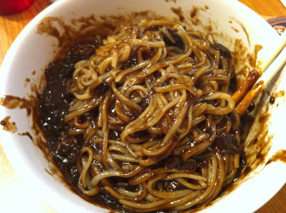 Black Bean Noodles
 Jajangmyeon or black bean noodles mixed up