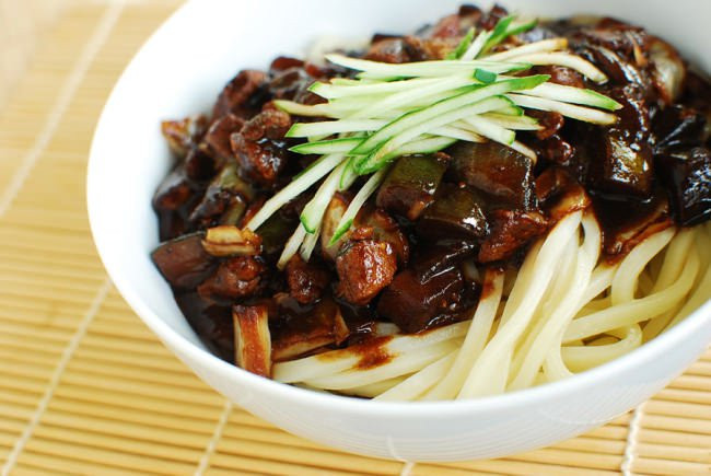 Black Bean Noodles
 Jajangmyeon Noodles in Black Bean Sauce Korean Bapsang