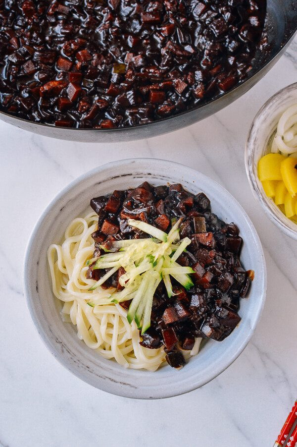 Black Bean Noodles
 Korean Black Bean Noodles Jajangmyeon The Woks of Life