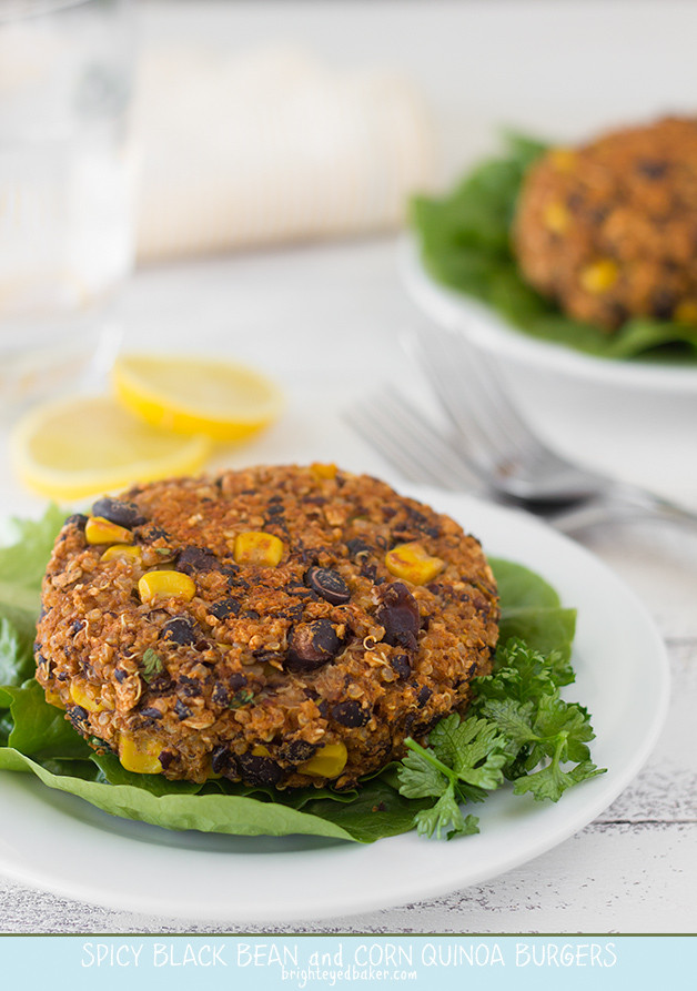 Black Bean Quinoa Burger
 Spicy Black Bean and Corn Quinoa Burgers