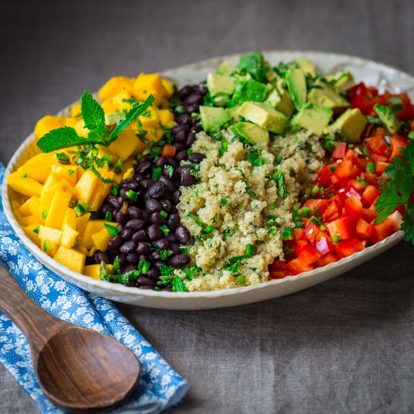 Black Bean Quinoa Salad
 black bean quinoa salad with mango and avocado