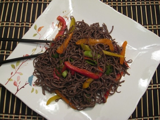 Black Bean Spaghetti
 Organic Black Bean Spaghetti With Peppers Vegan American