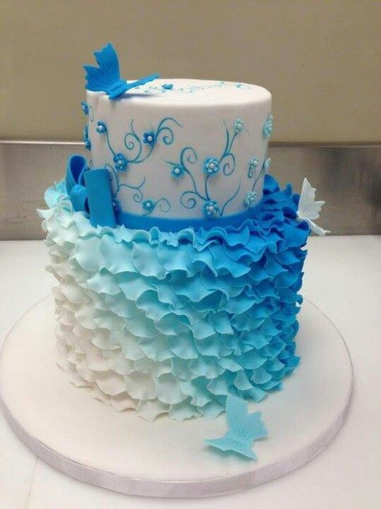 Blue Birthday Cake
 Blue And White Birthday Cake Cake Ideas