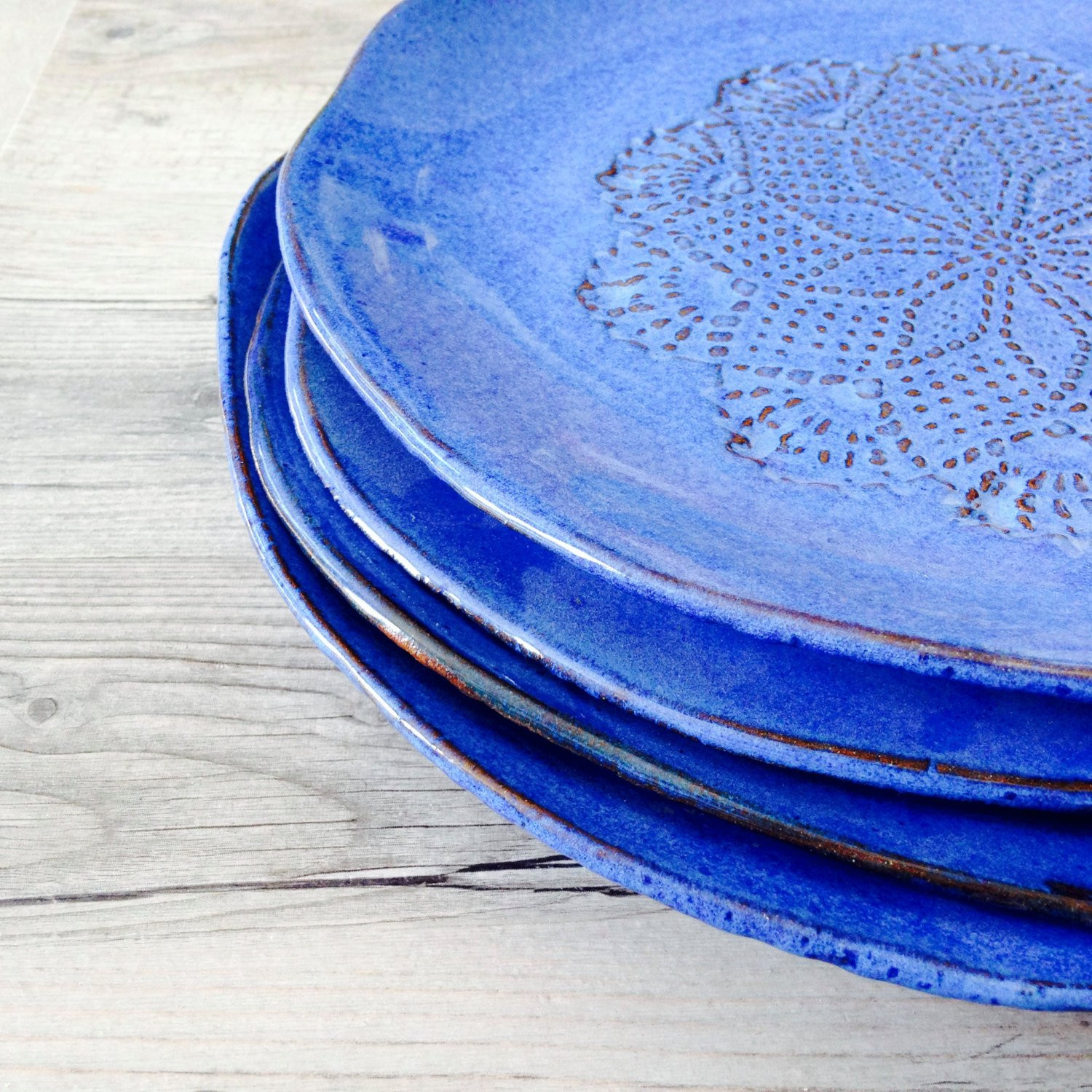 Blue Dinner Plates
 Blue Dinnerware set Handmade Ceramic Dinnerware Rustic