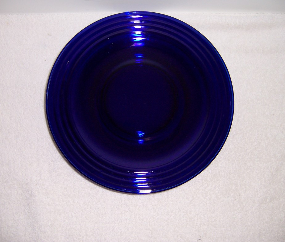 Blue Dinner Plates
 Triple A Resale Four Cobalt Blue Glass Ribbed Dinner