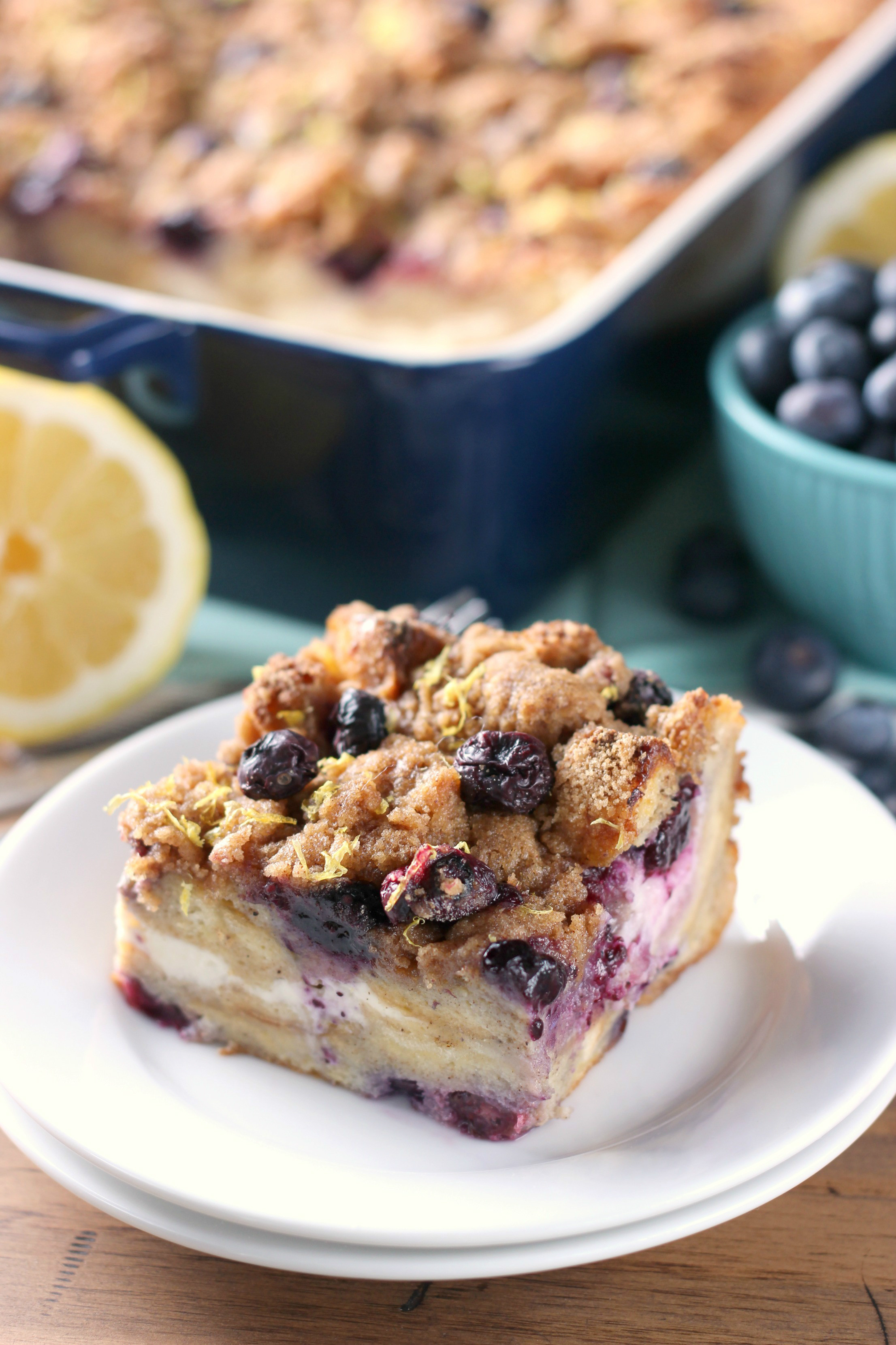 Blueberry French Toast Casserole
 Blueberry Lemon Cream French Toast Bake Overnight Option