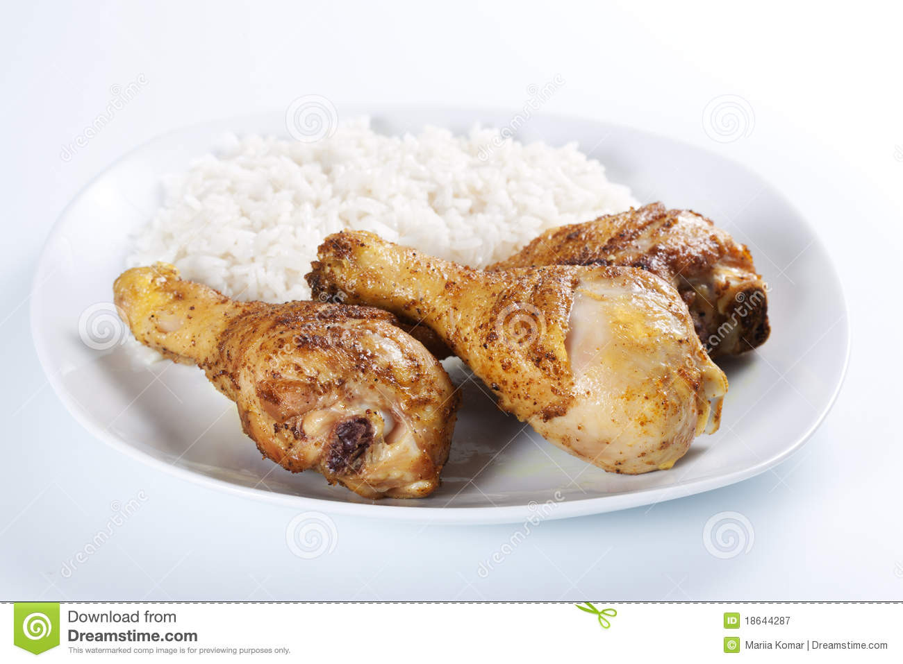 Boiling Chicken Thighs
 Roasted Chicken Legs With Boiled Rice Royalty Free Stock