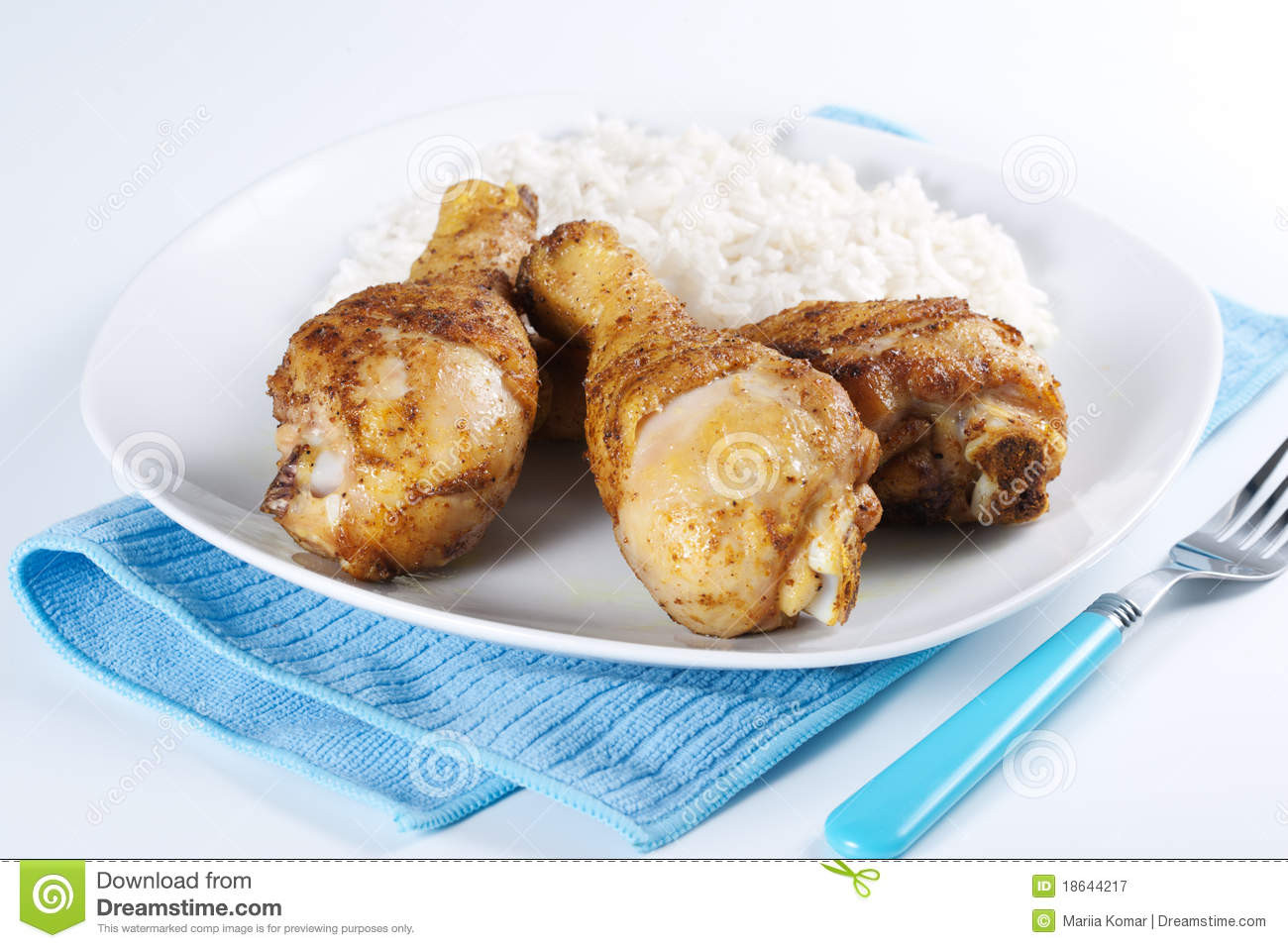 Boiling Chicken Thighs
 Roasted Chicken Legs With Boiled Rice Royalty Free Stock