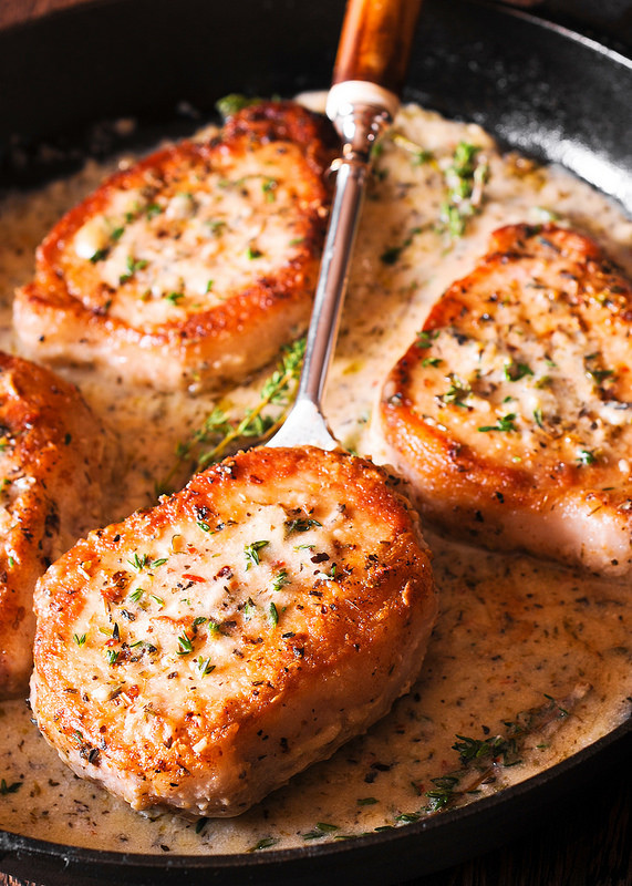 Boneless Pork Chops
 Boneless Pork Chops in Creamy Garlic and Herb Wine Sauce