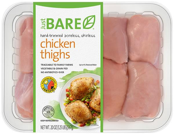 Boneless Skinless Chicken Thighs Nutrition
 Just Bare Boneless Skinless Chicken Thighs 20 oz Tray