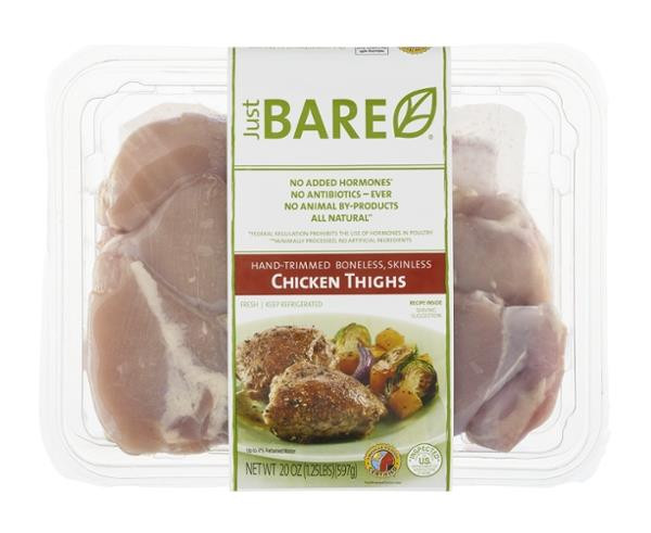 Boneless Skinless Chicken Thighs Nutrition
 Just Bare Boneless Skinless Chicken Thighs 20 oz Tray