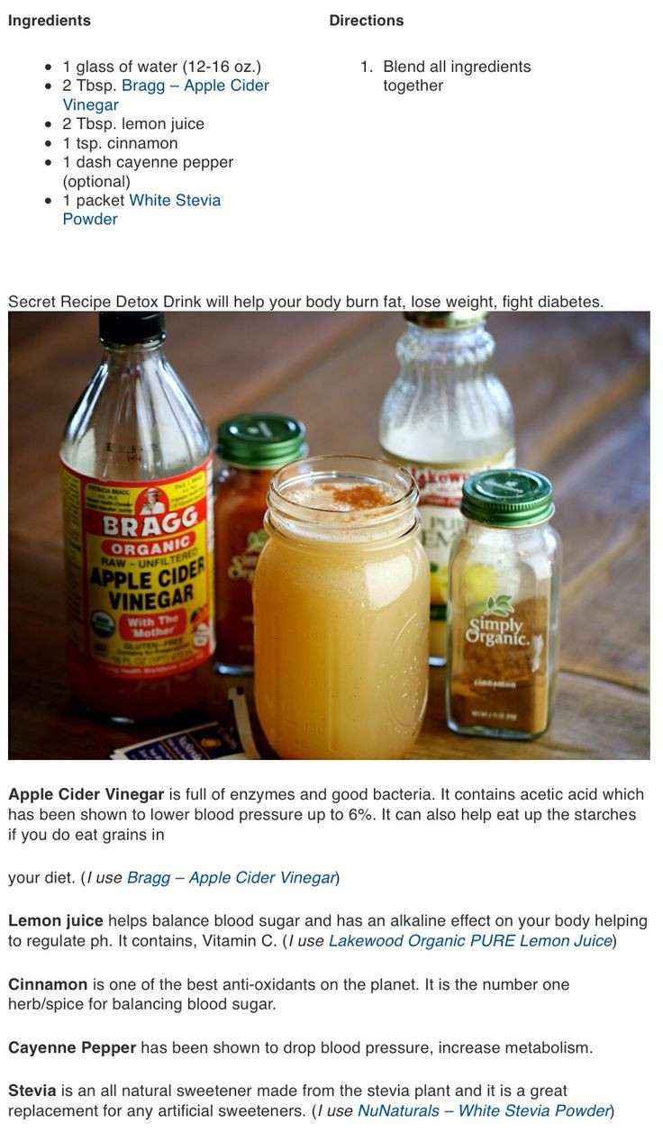 Braggs Apple Cider Vinegar Weight Loss
 Detox recipe Natural detox Healthy Me