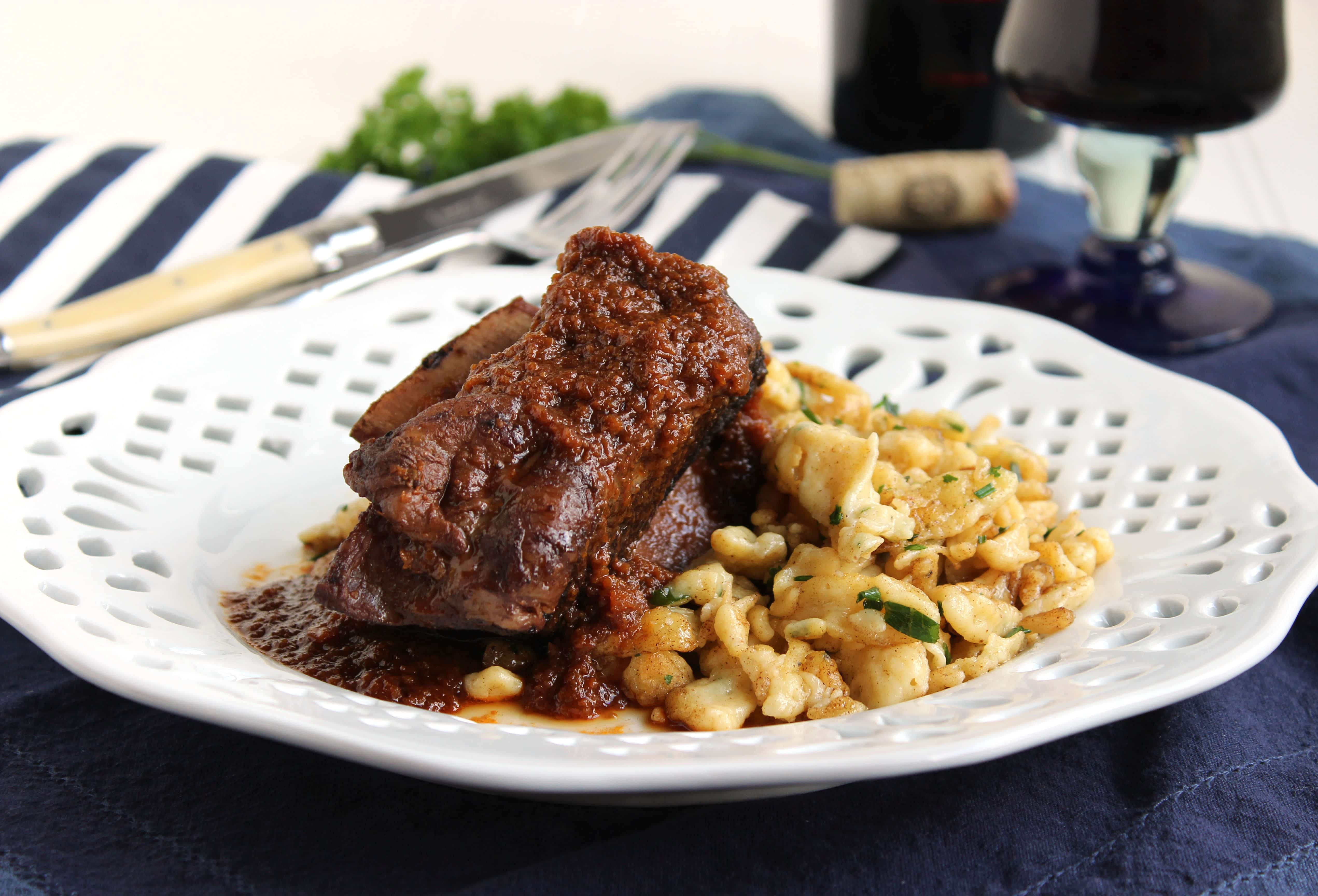 Braised Beef Short Ribs
 Slow Cooker Braised Beef Short Ribs with Herbed Spaetzle