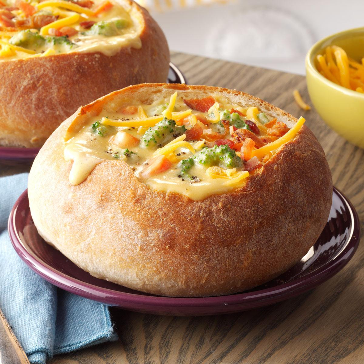 Bread Bowl Recipe
 Cheesy Broccoli Soup in a Bread Bowl Recipe