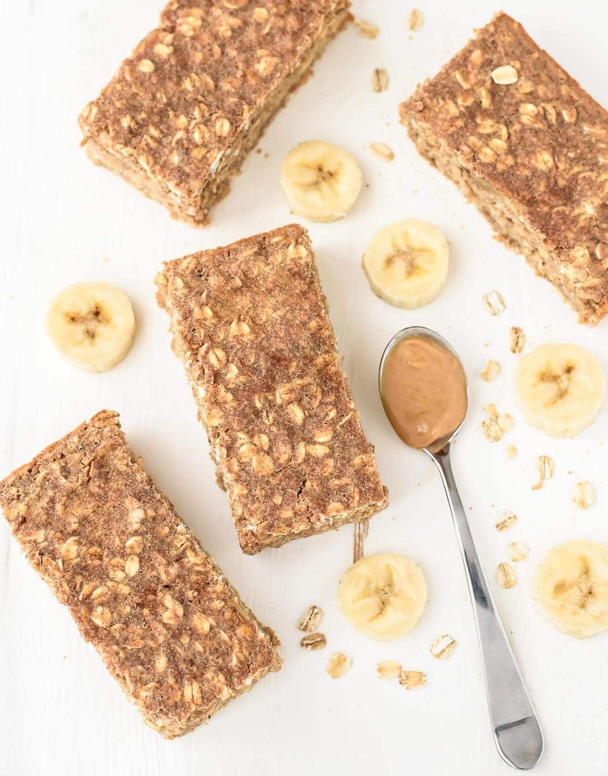 Breakfast Bar Recipes
 Peanut Butter Banana Honey Oatmeal Breakfast Bars