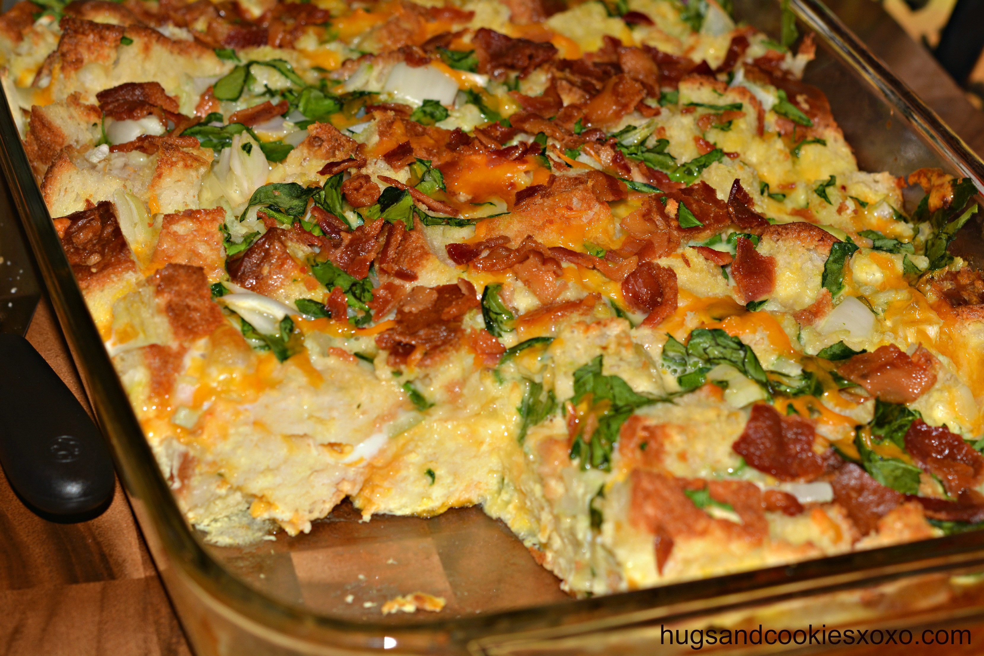 Breakfast Casserole With Bread
 Bacon Egg Cheese and Spinach Casserole Hugs and