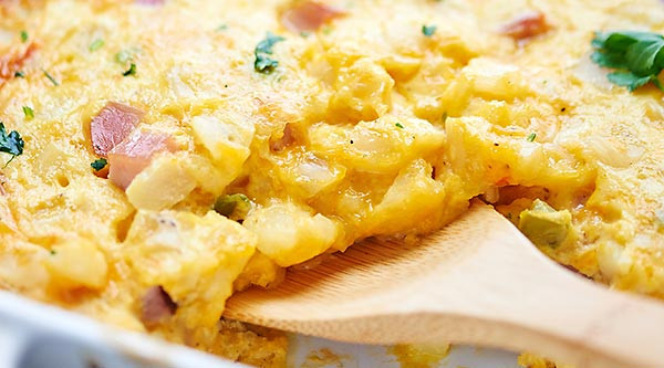 Breakfast Casserole With Ham And Potatoes And Eggs
 Ham and Cheese Breakfast Casserole Recipe w Potatoes