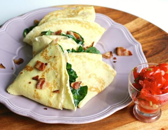 Breakfast Crepes Recipe
 Bacon & Cheese Omelet Roll