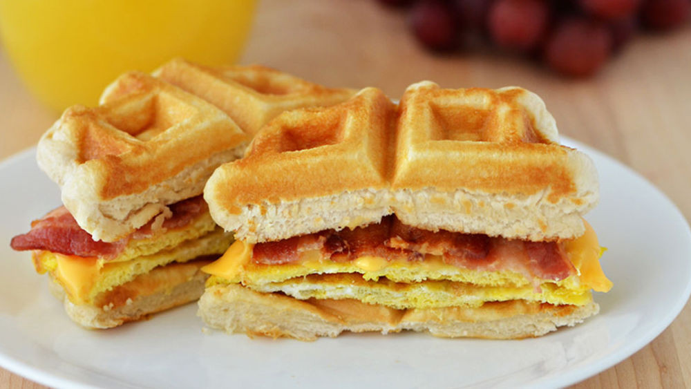 Breakfast Sandwich Recipe
 Waffle Breakfast Sandwiches recipe from Pillsbury