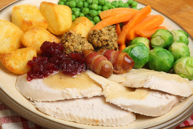 British Christmas Dinner
 Roast Turkey Christmas Dinner Stock Image Image of